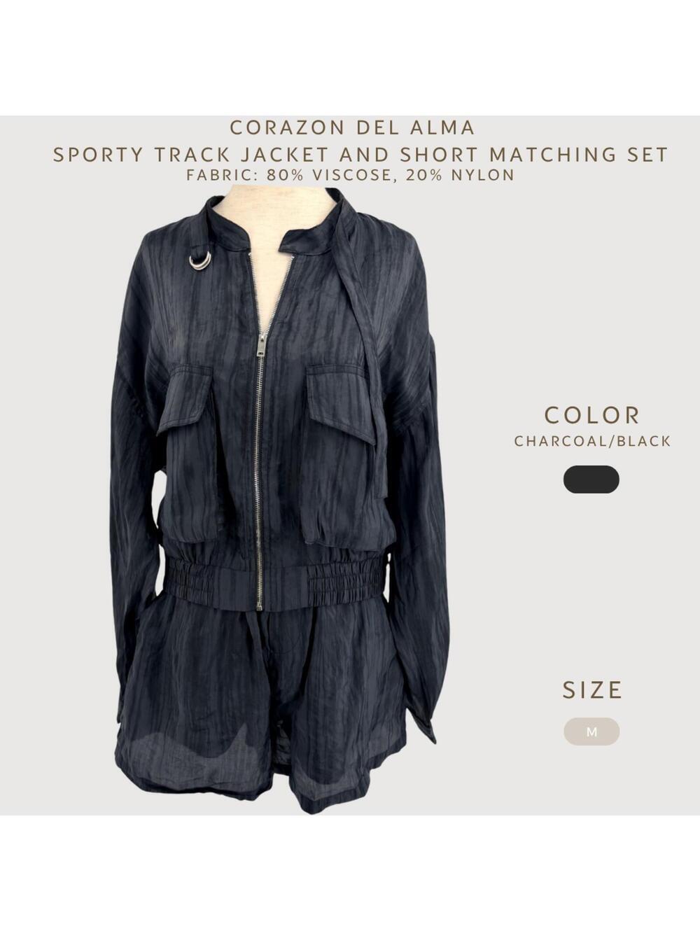 Corazon Del Alma Sporty Utility Jacket Shorts Set M - Picture 2 of 9